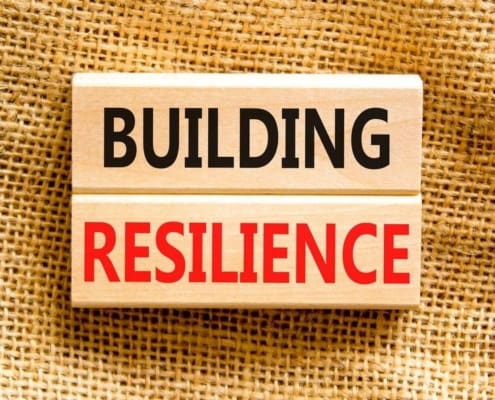 Building Resilience Symbol. Concept Word Building Resilience Typed On Wooden Blocks. Beautiful Canvas Table Canvas Background. Business And Building Resilience Concept. Copy Space.