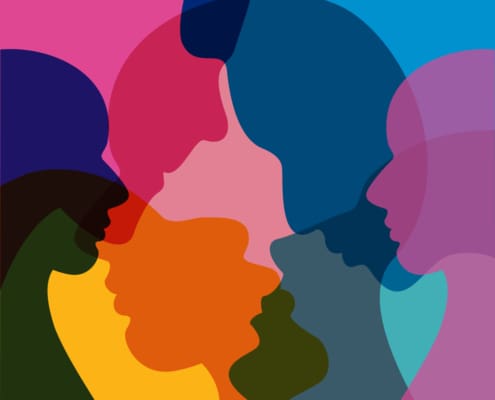 People, Human Discussion Concept. Abstract Color Background. Vector Ilustration.