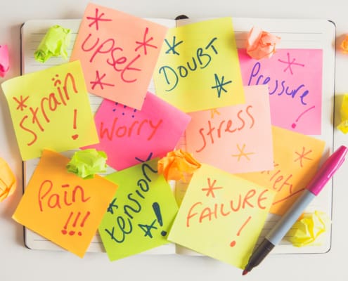 A Person Or Business Showing Anxiety And Doubt With Sticky Notes Full Of About Stress And Pressure