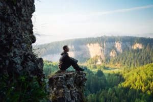 Man Sitting On The Top Of The Mountain, Leisure In